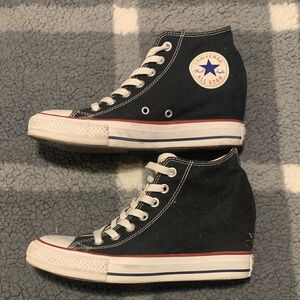 Converse Women's Hidden Heel Black and White High-Top Sneakers 8.5